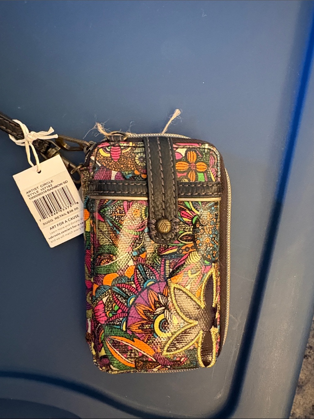 Sakroots Multicolor Floral Paisley Wristlet - Pink, Green, Yellow, Blue, Orange